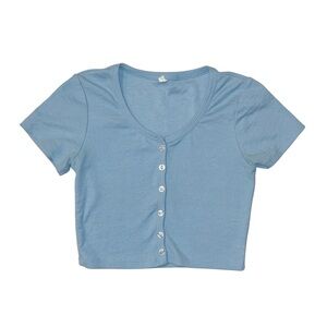 SHEIN Women's Blue Short Sleeve Top